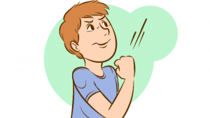 a cartoon picture of a man looking extremely confident