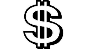 A picture of a black and white dollar sign