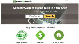 screenshot picture of my home job search website homepage