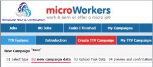 screenshots of the Microworkers website dashboard