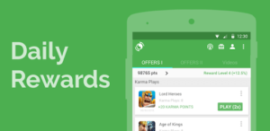 A screenshot of the appkarma app and daily rewards
