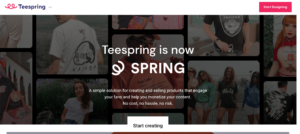 Teespring website homepage