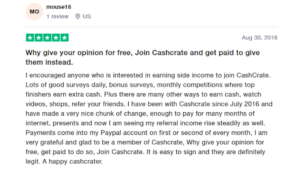 CashCrate customer reviews rating from Trustpilot