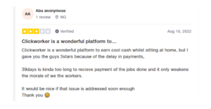 Clickworker customer reviews rating from trustpilot