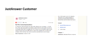 Customer reviews experiences from Trustpilot concerning JustAnswer