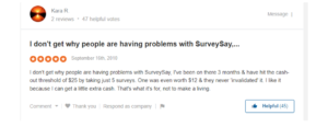 Customer reviews experiences from SiteJabber concerning SurveySay