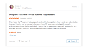 Customer review and experiences from Freelancer.com website posted on Sitejabber