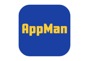 blue yellow AppMan website logo 