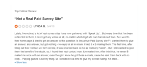 Internet Customer reviews and experiences concerning the Speak Up Surveys website